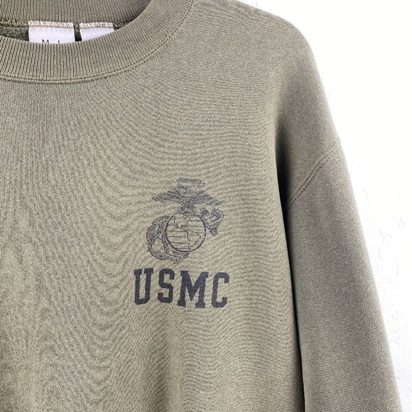 Vintage MJ Soffe Men's USMC US Marines 90s  Sweatshirt Pullover Green M USA Made - Picture 2 of 7